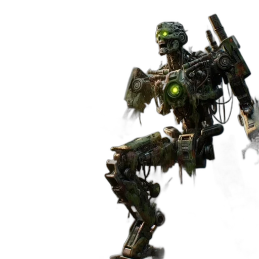 robot, weapon, concept art, 3d render transparent PNG cut-out