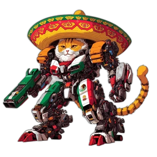 robot, weapon, concept art, 3d render transparent PNG cut-out