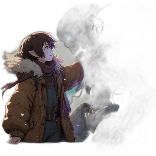 jacket, staff, mask, weapon transparent PNG cut-out
