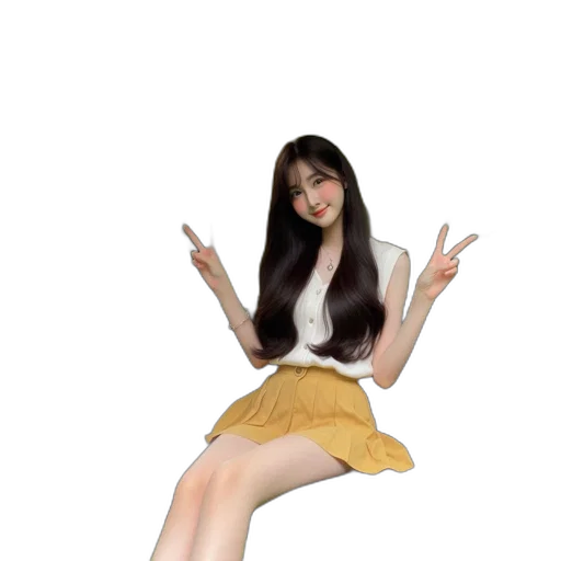 dress, hair, creature, 3d render transparent PNG cut-out