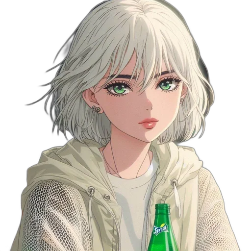 jacket, bottle, face, hair transparent PNG cut-out