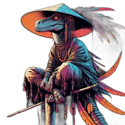 dragon, staff, hat, sword transparent PNG cut-out