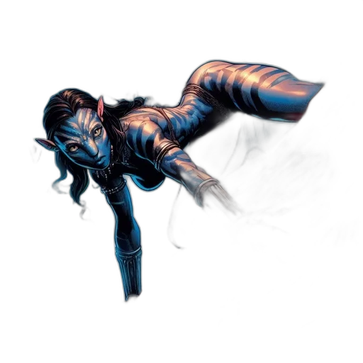 creature, dragon, hair, staff transparent PNG cut-out