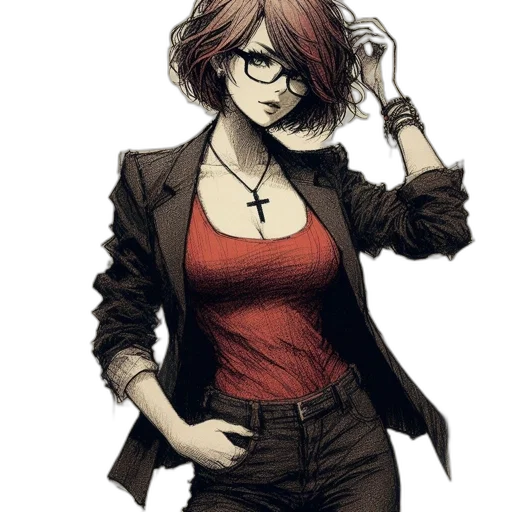 jacket, dress, staff, face transparent PNG cut-out