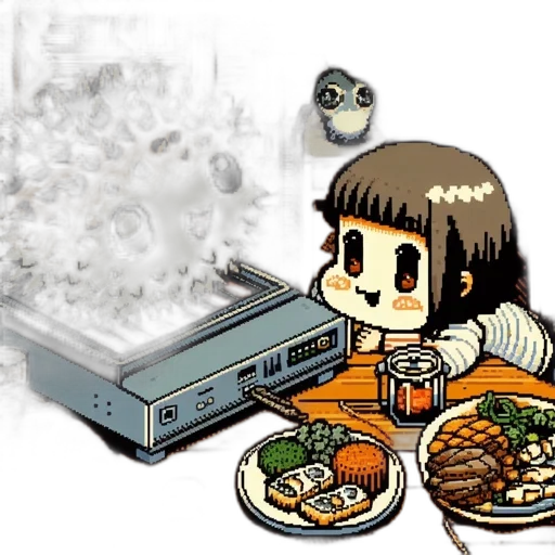 robot, food, pixel art, concept art transparent PNG cut-out