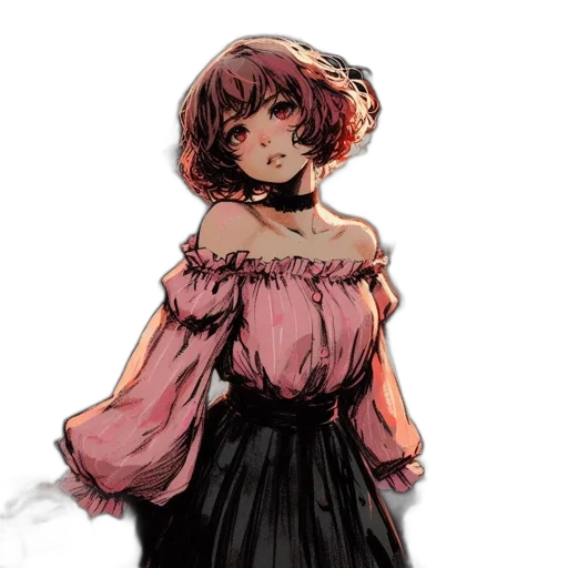 dress, flower, face, staff transparent PNG cut-out