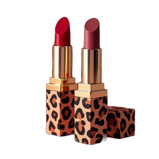 red, leopard, print, lipstick transparent PNG cut-out