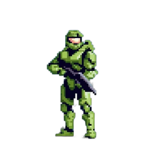 robot, weapon, pixel art, 3d render transparent PNG cut-out