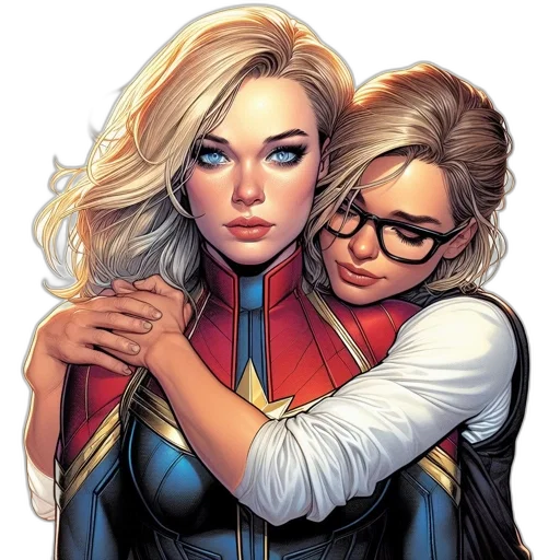 comic book art, concept art, two, women transparent PNG cut-out