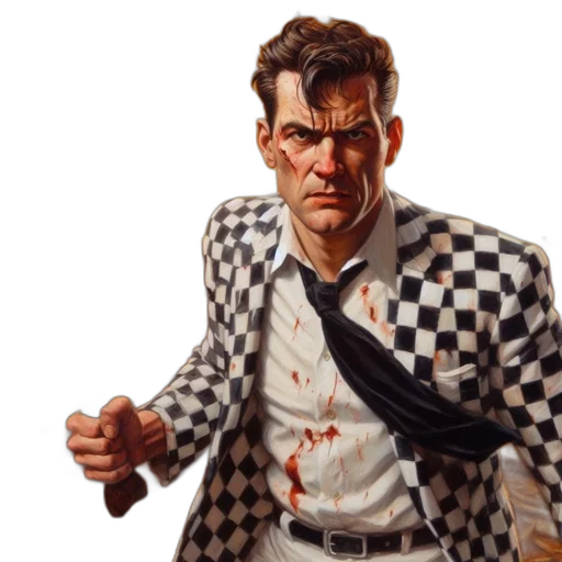jacket, face, comic book art, concept art transparent PNG cut-out