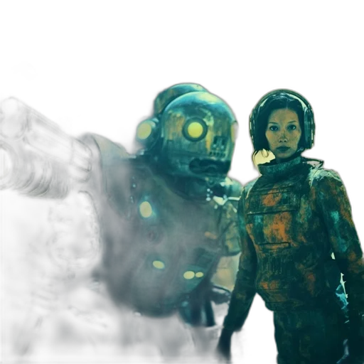robot, concept art, 3d render, cyberpunk transparent PNG cut-out