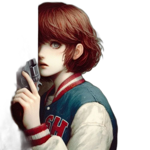 jacket, weapon, face, robot transparent PNG cut-out