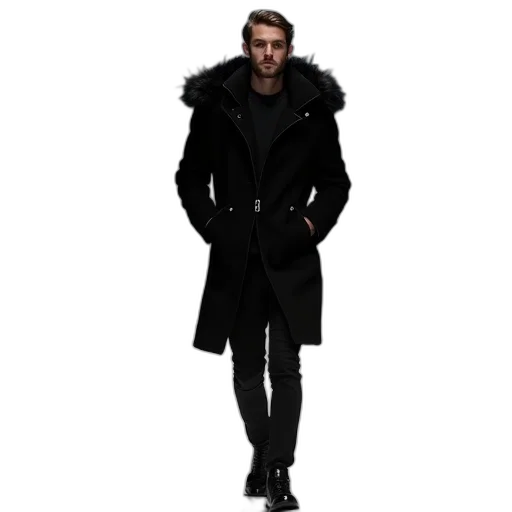 jacket, dark, monochrome, man transparent PNG cut-out