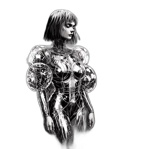 robot, dress, comic book art, concept art transparent PNG cut-out