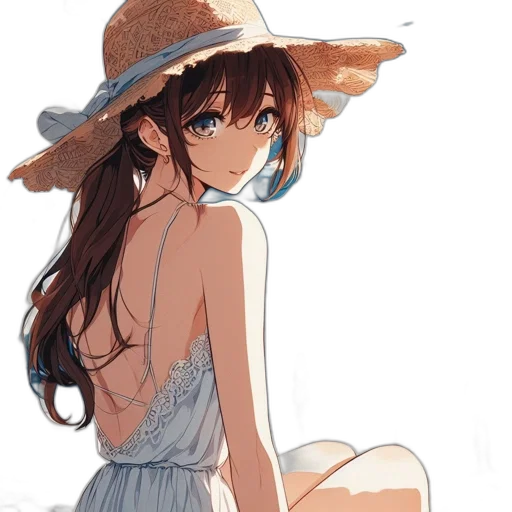 hat, dress, umbrella, staff transparent PNG cut-out