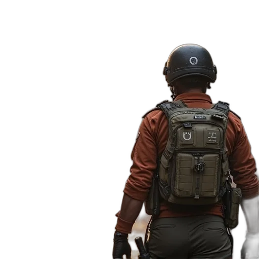 jacket, robot, staff, weapon transparent PNG cut-out