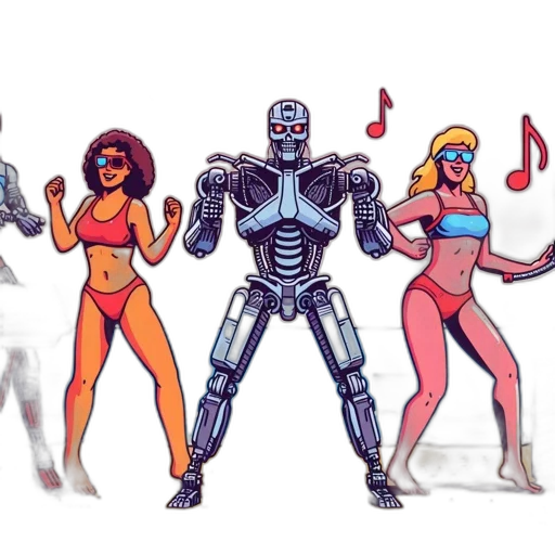robot, concept art, comic book art, pixel art transparent PNG cut-out