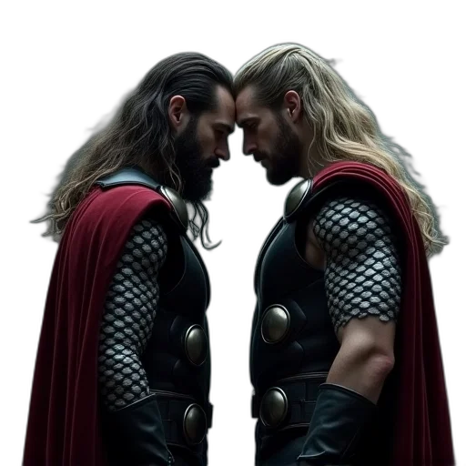 comic book art, concept art, thor, loki transparent PNG cut-out