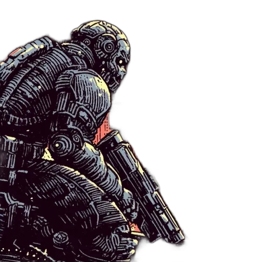 robot, weapon, concept art, comic book art transparent PNG cut-out