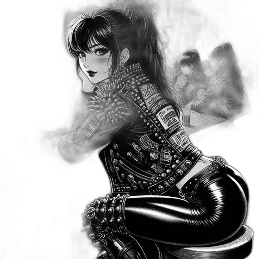 dress, comic book art, fantasy art, cyberpunk transparent PNG cut-out