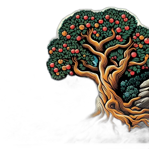 tree, crown, concept art, photorealistic transparent PNG cut-out