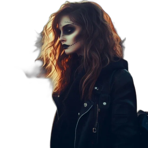 jacket, mask, face, hair transparent PNG cut-out