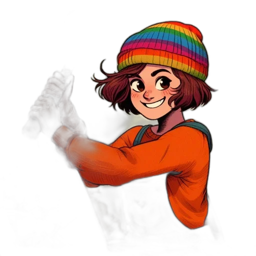 hat, staff, jacket, creature transparent PNG cut-out