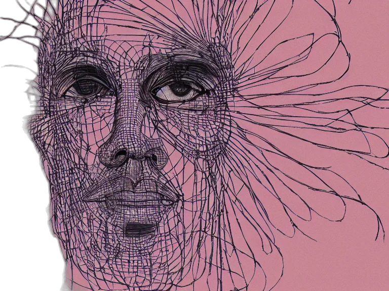 face, mask, hair, photorealistic transparent PNG cut-out