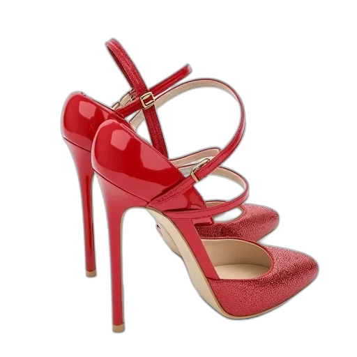 shoes, 3d render, red, pair transparent PNG cut-out