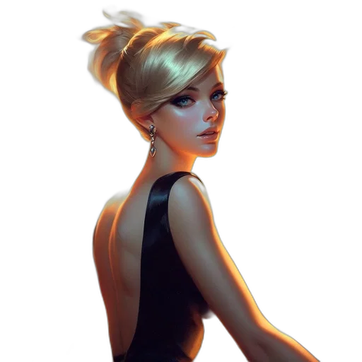 dress, face, staff, hair transparent PNG cut-out