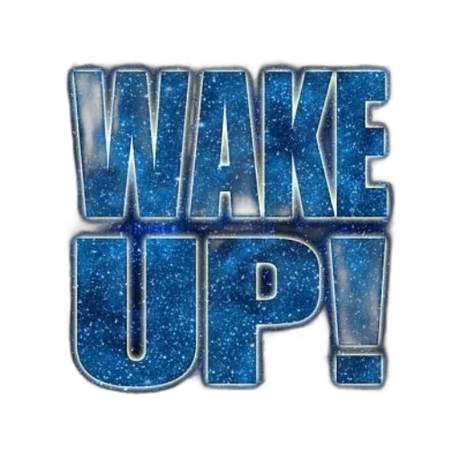 wake, bold, blue, letters transparent PNG cut-out