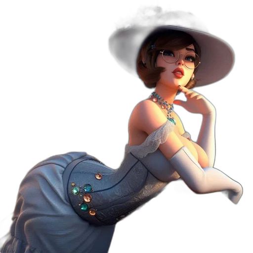 dress, hat, staff, jewelry transparent PNG cut-out