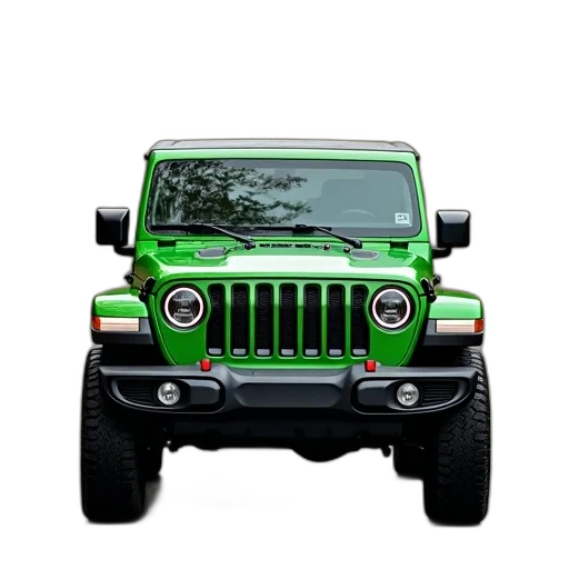 car, 3d render, photorealistic, green transparent PNG cut-out