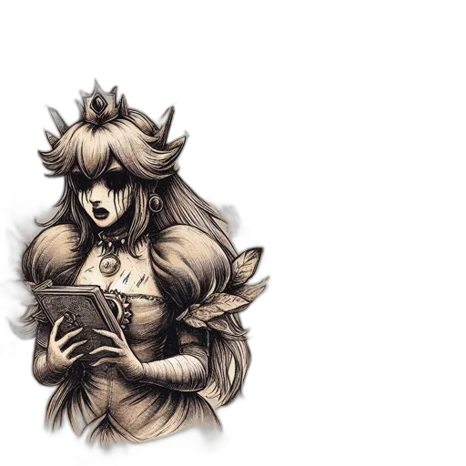 crown, mask, hair, staff transparent PNG cut-out