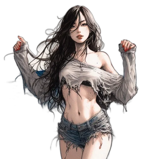 dress, fantasy art, concept art, comic book art transparent PNG cut-out