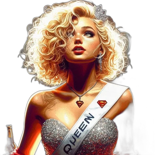 crown, hair, dress, comic book art transparent PNG cut-out