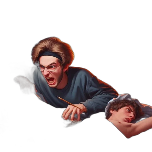 creature, hair, face, weapon transparent PNG cut-out