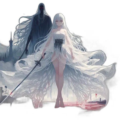 sword, dress, weapon, fantasy art transparent PNG cut-out