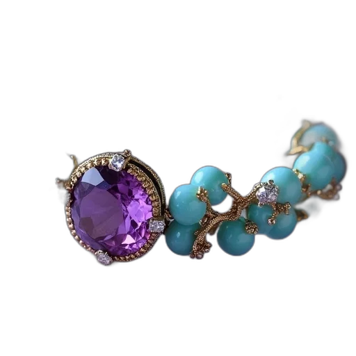 jewelry, crown, amethyst, turquoise transparent PNG cut-out