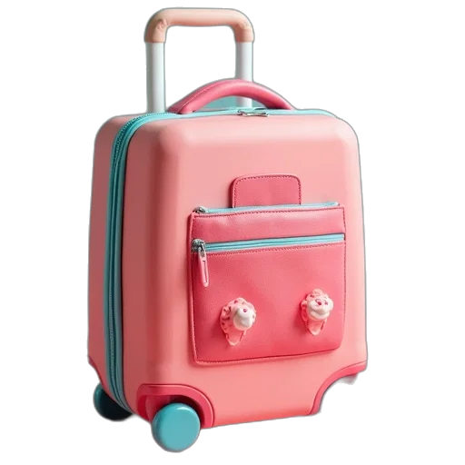 3d render, pastel, dora, suitcase transparent PNG cut-out