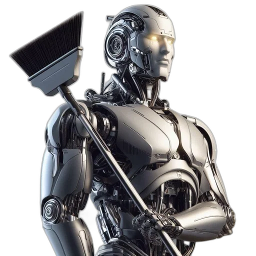 robot, staff, cyberpunk, concept art transparent PNG cut-out