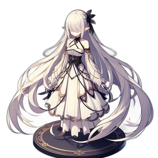 dress, staff, sword, hair transparent PNG cut-out