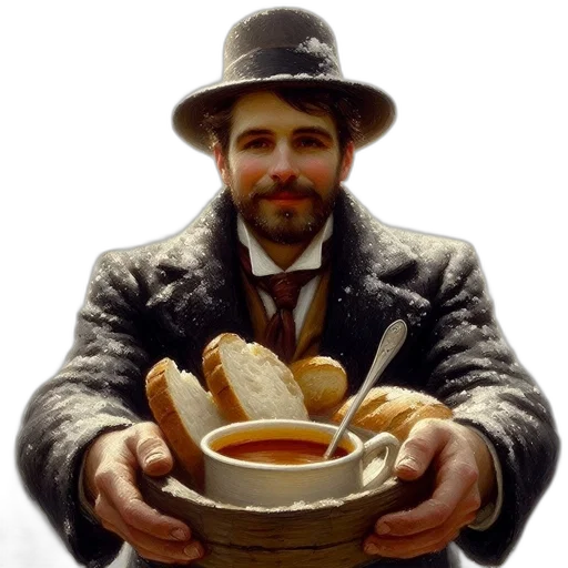 food, hat, staff, photorealistic transparent PNG cut-out
