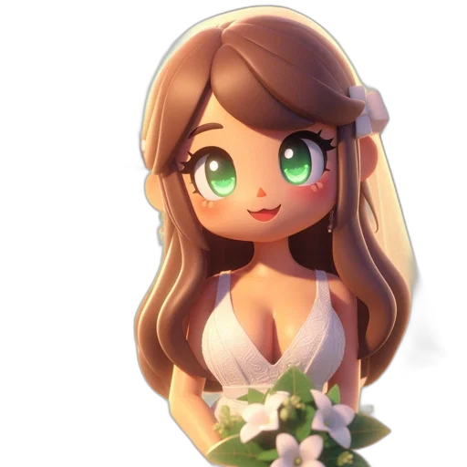 dress, flower, pixel art, 3d render transparent PNG cut-out