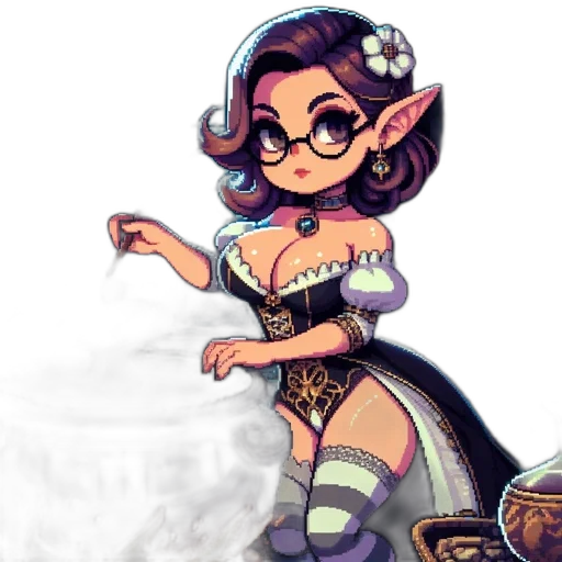 dress, staff, fantasy art, pixel art transparent PNG cut-out