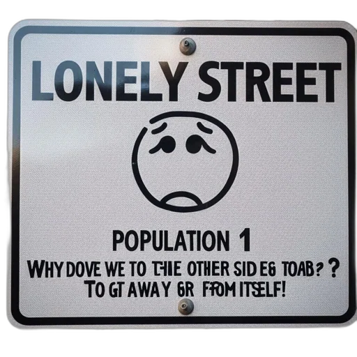 lonely, street, sign, reads transparent PNG cut-out