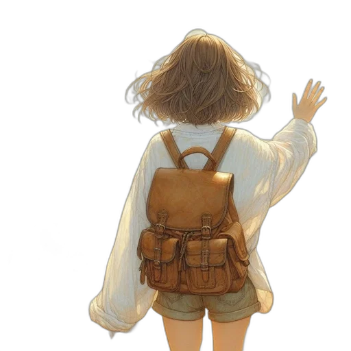 jacket, dress, staff, hair transparent PNG cut-out