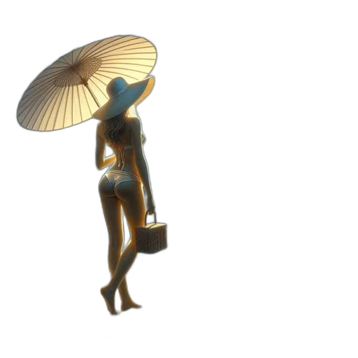 umbrella, dress, hat, staff transparent PNG cut-out