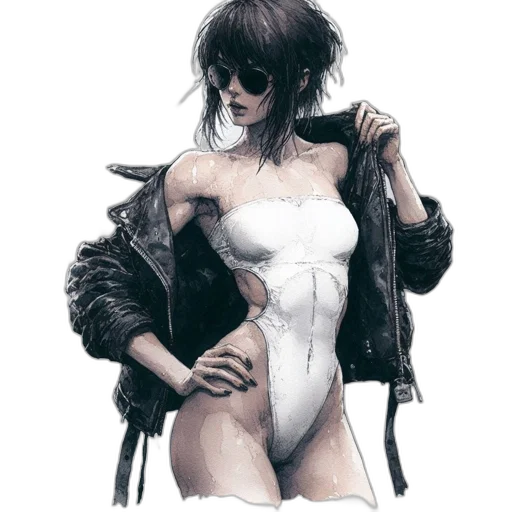 jacket, robot, cyberpunk, comic book art transparent PNG cut-out