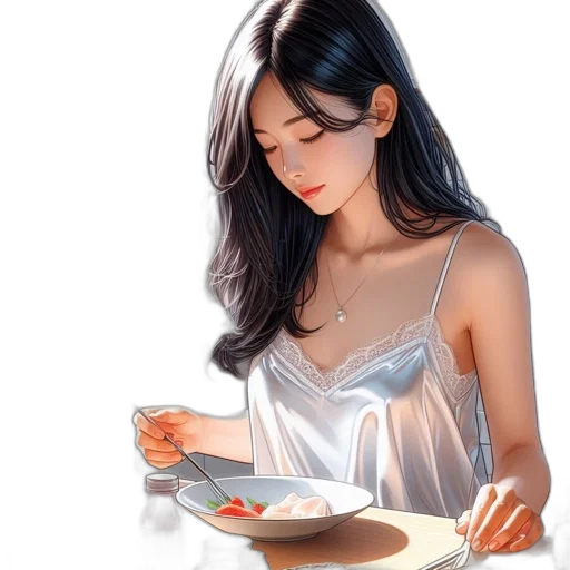 food, dress, jewelry, oil painting transparent PNG cut-out